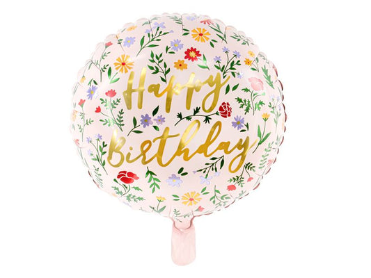 Happy Birthday Floral Foil Balloon