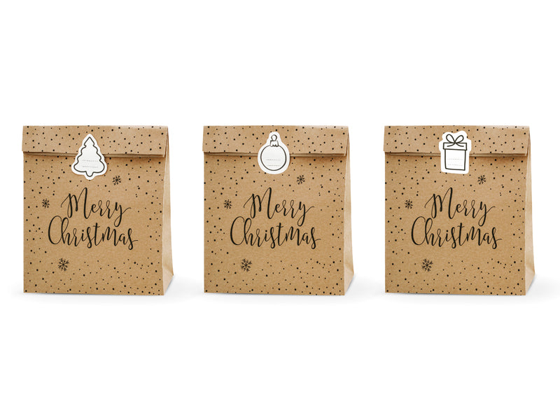 Merry Christmas Kraft Gift Bags