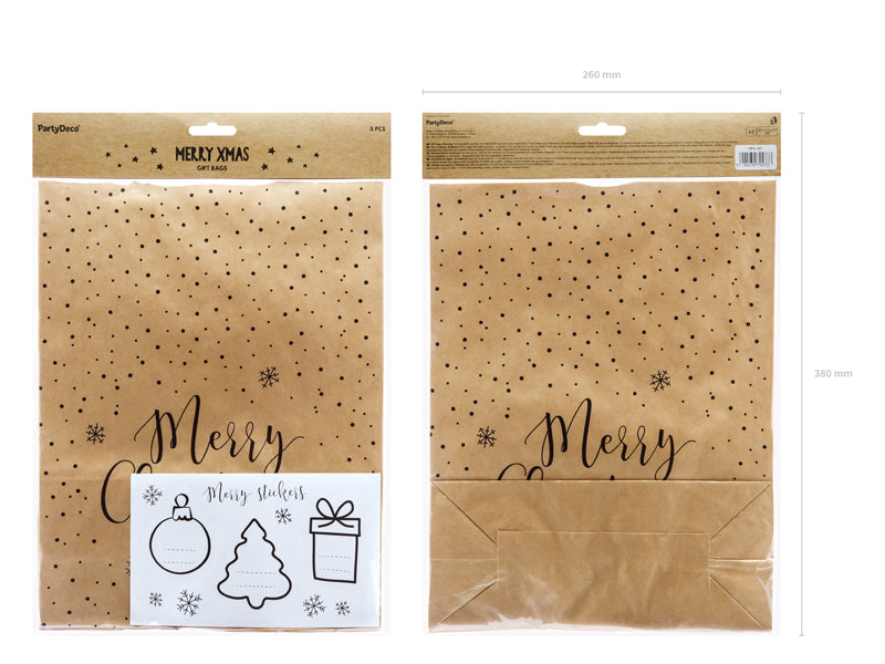 Merry Christmas Kraft Gift Bags