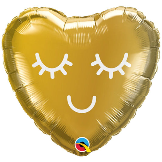 Gold Heart Eyelash Foil Balloon