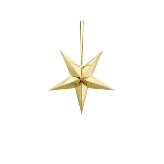 Gold Hanging Paper Star 30cm